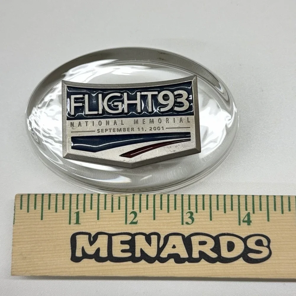 Flight 93 Natl Memorial Pewter Emblem Clear Oval Paperweight Heritage Pewter USA
